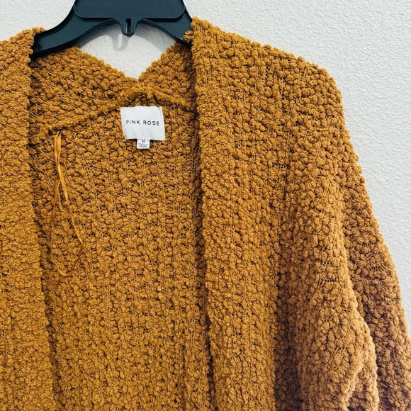 Pink Rose‎ Rusty Orange Sherpa Soft Open Cardigan Size Medium - Picture 4 of 10